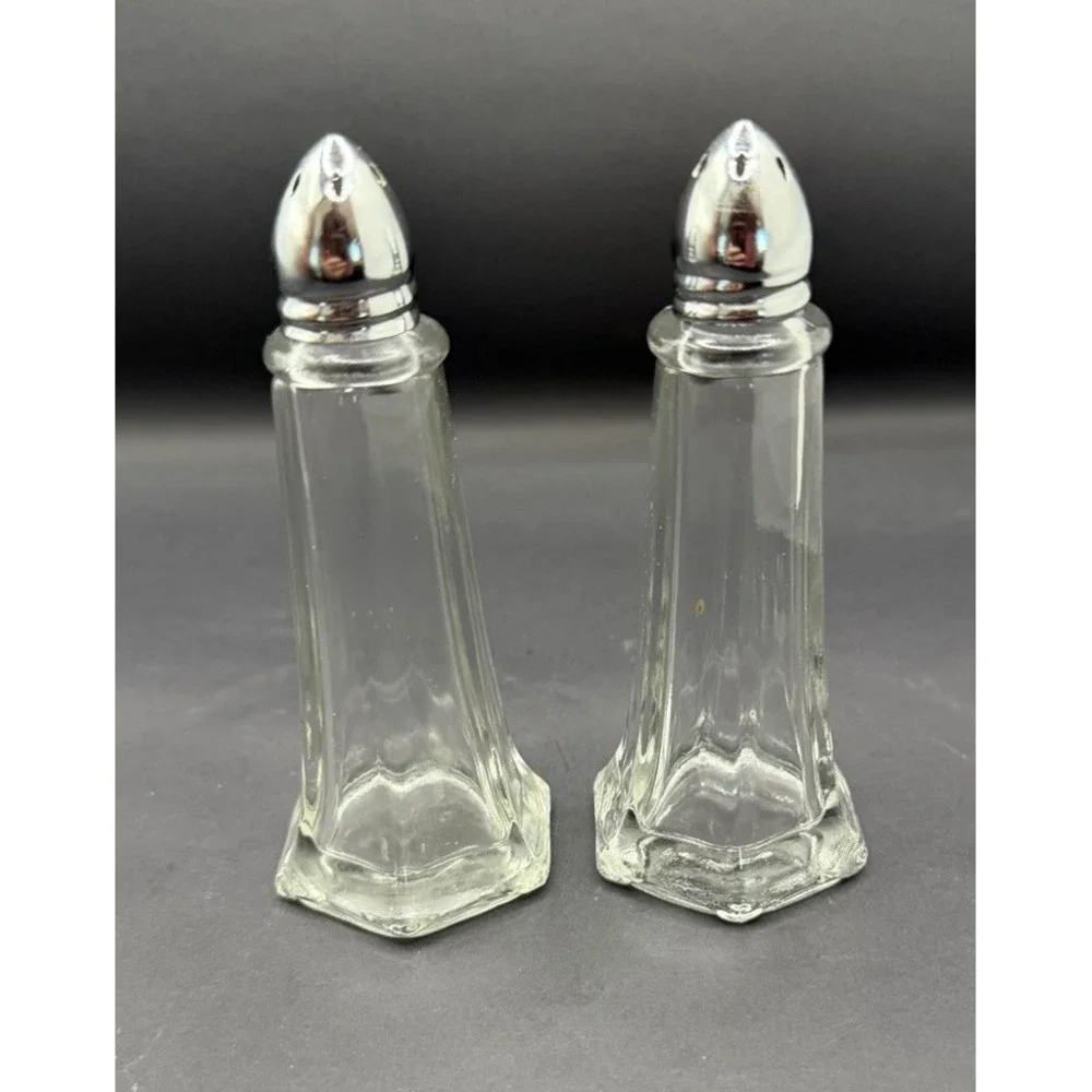 Vintage and Elegant  Tower Style Glass Salt and Pepper shaker Set